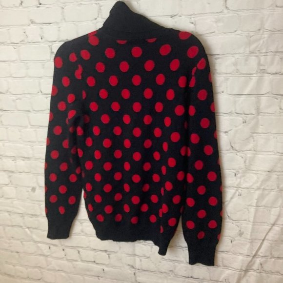 DKNY black and red polka dot turtleneck sweater - Picture 6 of 6